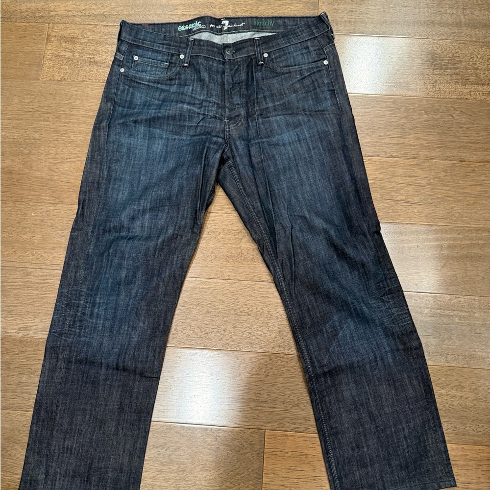 7 For All Mankind Men's Deep Indigo Straight Jeans